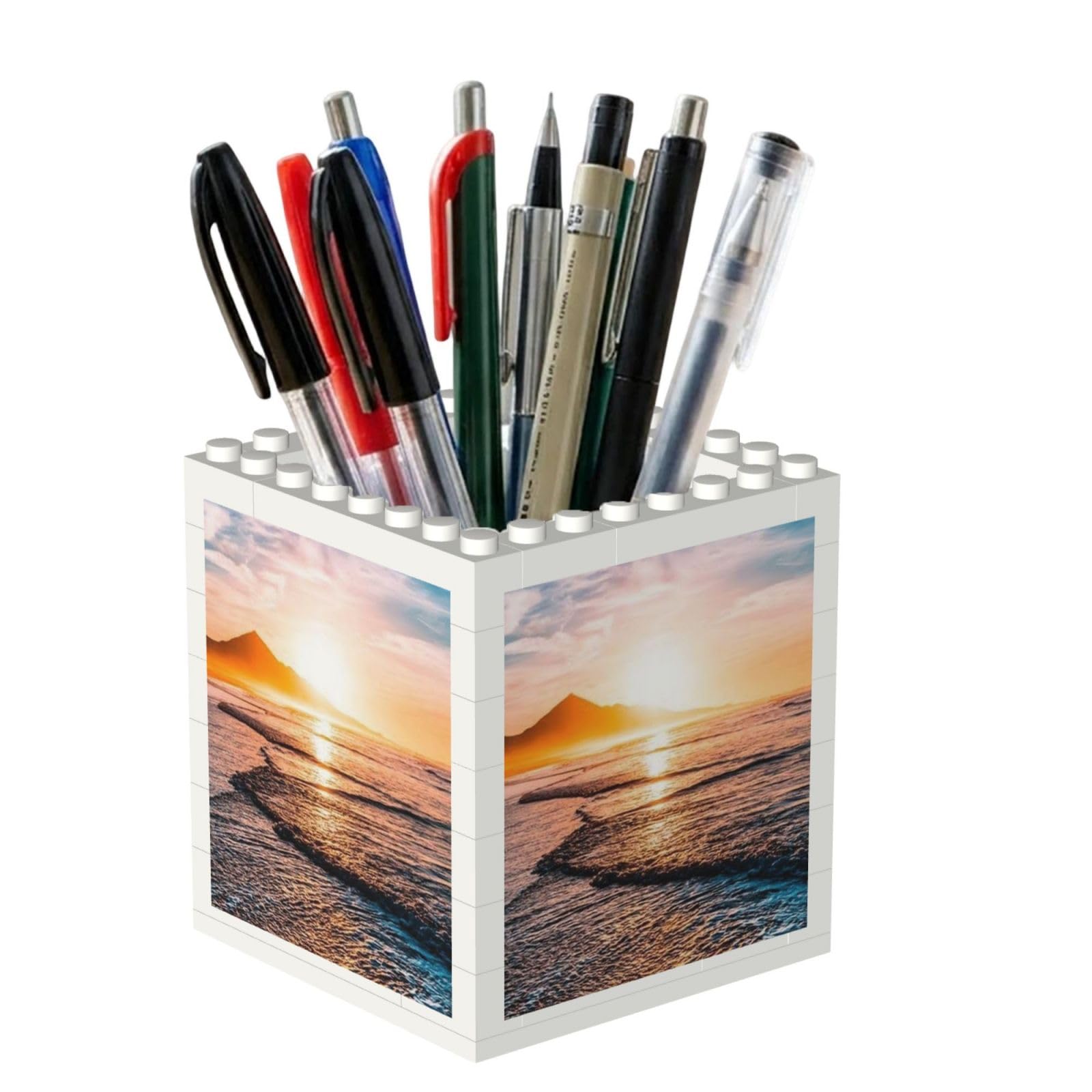 Poadnly Sea Beach Sunset, Pen Pot Pencil Holder for Office Home School, Compact Desk Organiser for Office Stationery