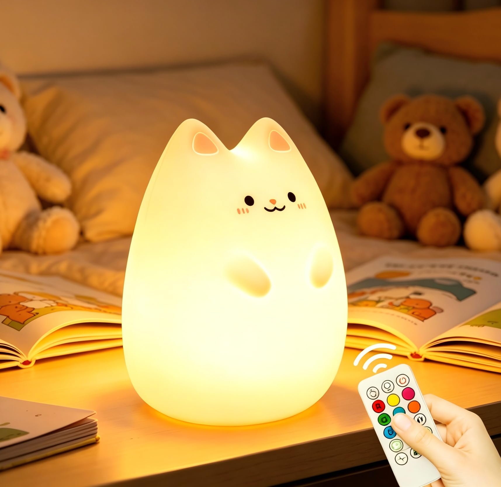 Luz nocturna LED para niños pequeños, decoración de habitación, lámpara de noche para mesita de noche, lámpara de noche para lactancia, animal, luz nocturna, ayuda para dormir, cambio de color con