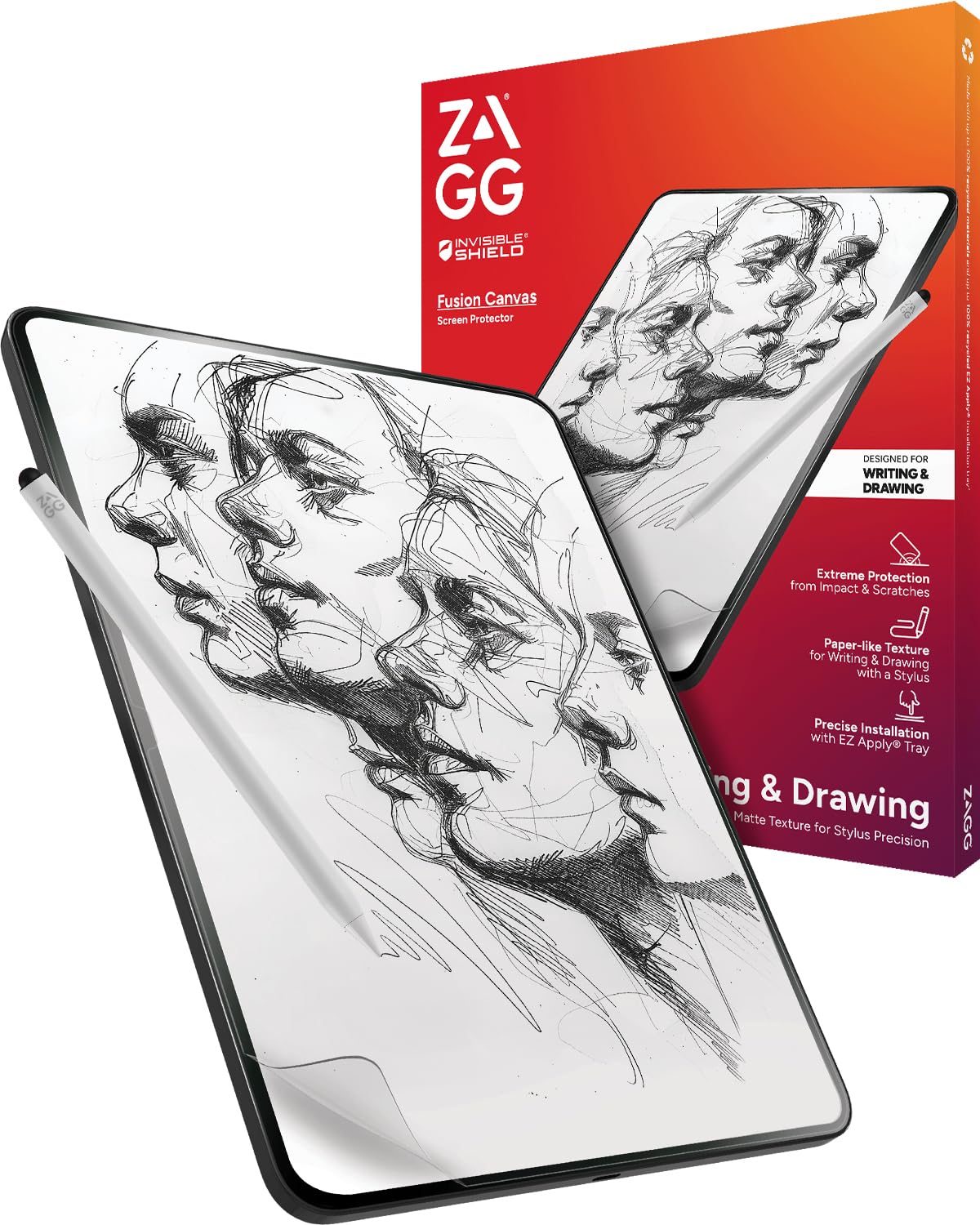 ZAGG Fusion Canvas iPad Pro 11" (M4) Screen Protector - Matte Paper-Feel Surface for Drawing & Writing - Flexible Hybrid Protection, Scratch & Impact Resistant, Easy Apply