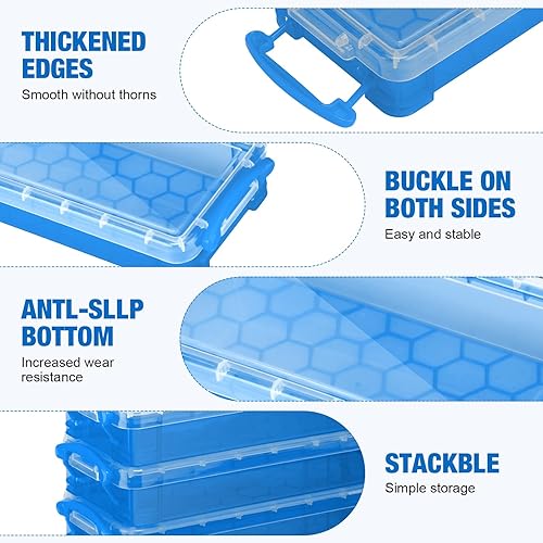 Miniatura 3 de Gueevin Caja de lápices de plástico de gran capacidad, caja de lápices de plástico transparente, caja de crayones con tapa hermética a presión, para