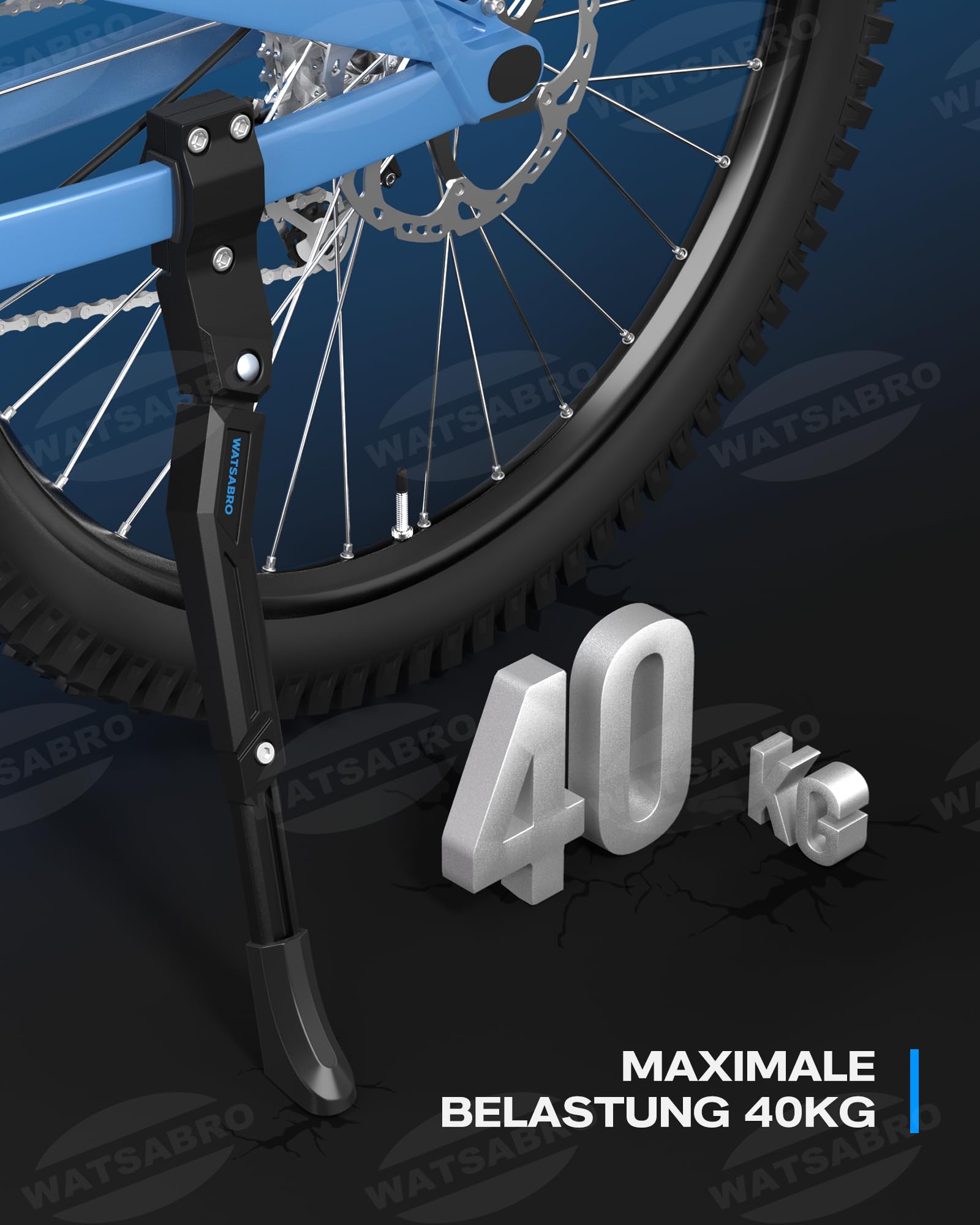 Cavalletto Laterale Bici Universale 24-29 Pollici – Regolabile In Altezza, Portata 42 Kg, Antiscivolo, Per MTB E E-Bike (Pro+)