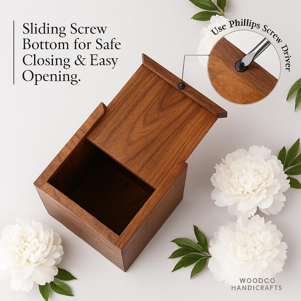 WCH Wooden Cremation Urns for Human Ashes - Keepsake Urns - Handmade for Loved Ones - (K(5x3) 20 Cu/in Inches)
