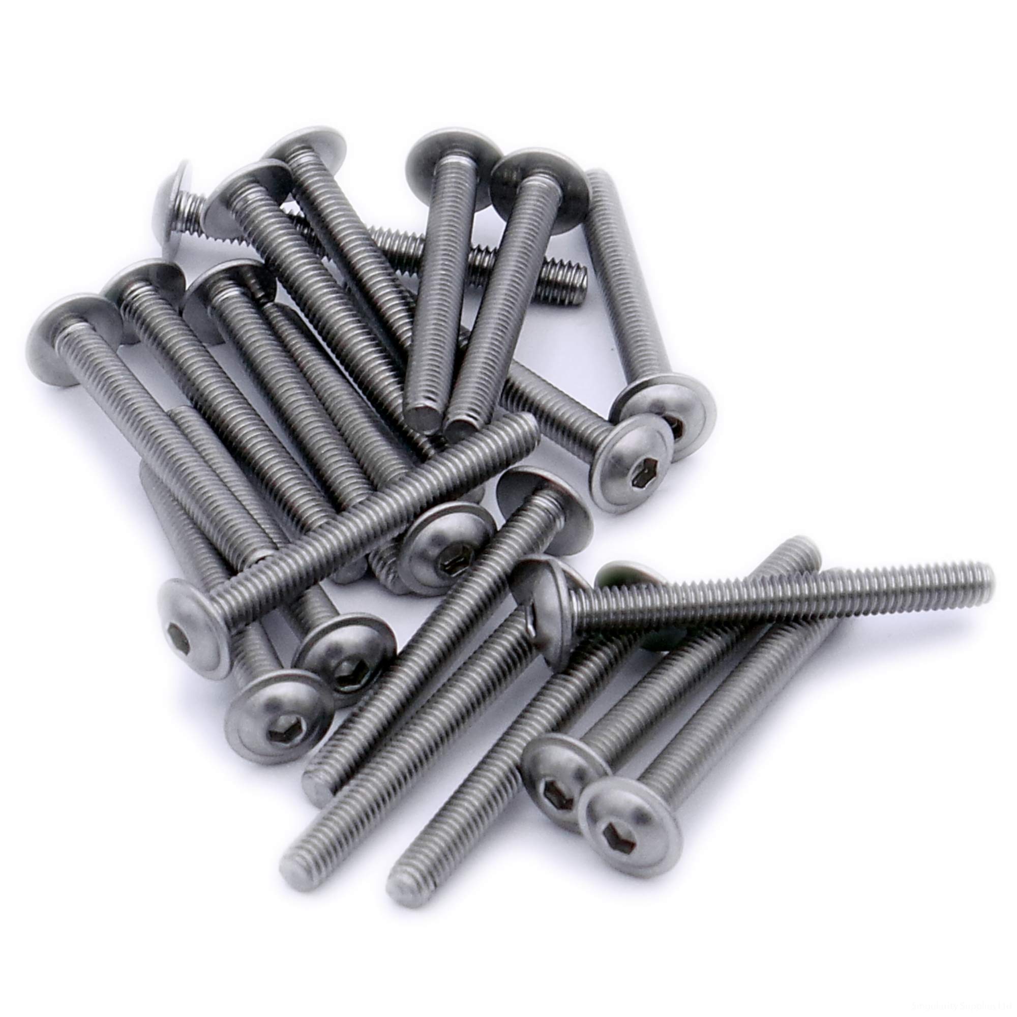 M6 (6mm x 16mm) Flanged Hex Socket Button Machine Screw (Bolt) - Stainless Steel (A2) (Pack of 20)