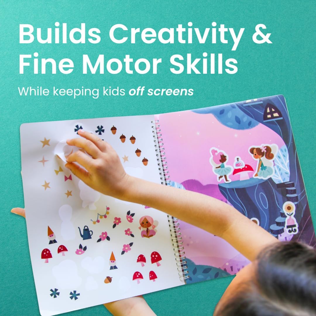 A Magical World 500+ Sticker Book for Girls by Cupkin Toddler Airplane Activity Coloring + Sticker Book, 12 Coloring Pages + Scenes for 2-8 Years Children's, Valentines Gifts for Kids - Image 3