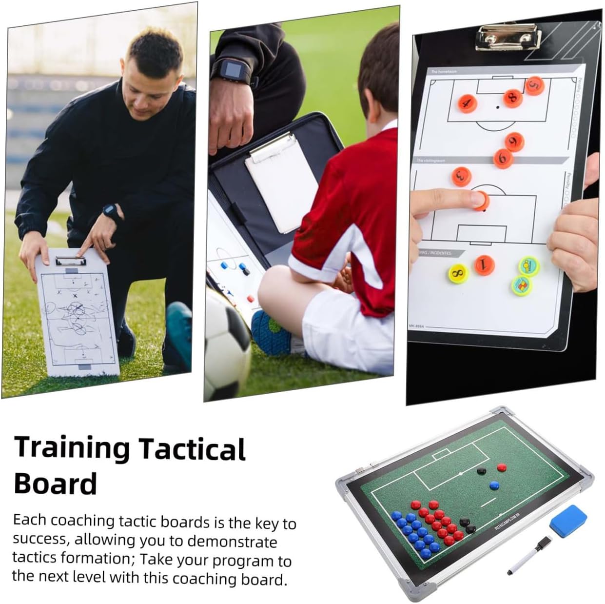 Football Coaching Board Sports Ball Training Board Aluminum Alloy Dry Erase for Soccer Coaches and Trainers Indoor and Outdoor Match Strategy