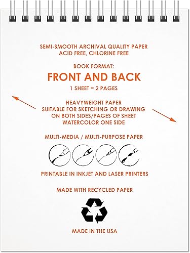 Miniatura 8 de Libro de acuarela. Cuaderno de bocetos con alambre para lápiz, tinta, marcador, carbón y pinturas de acuarela, 8.5 x 11 pulgadas (2)