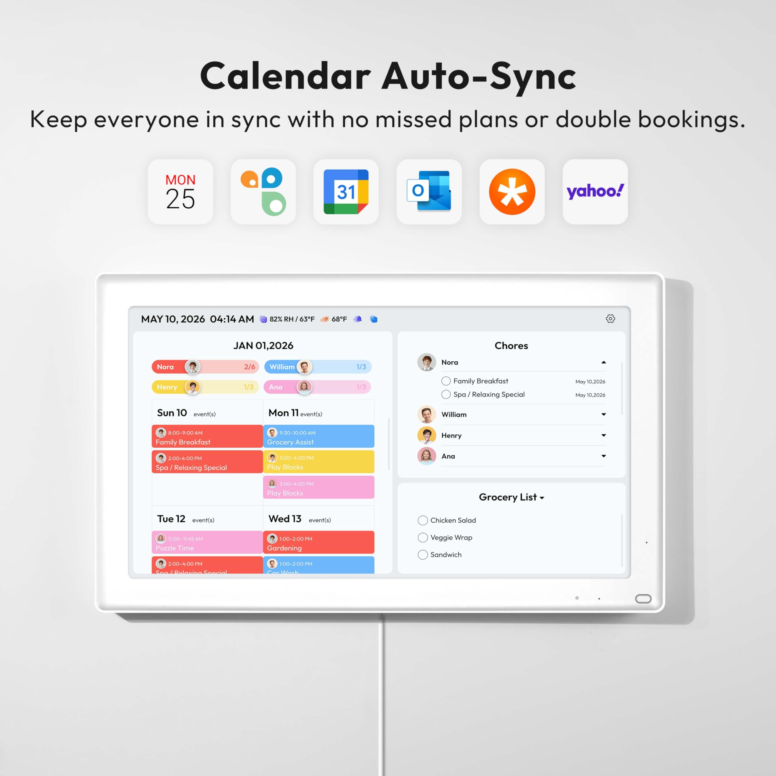 Everblog Digitaler Kalender und Aufgabendiagramm, 54,8 cm (21,5 Zoll), intelligentes interaktives Display für Familienpläne, 1920 x 1080P Full HD Touchscreen elektronischer WiFi-Planer, Wand- und