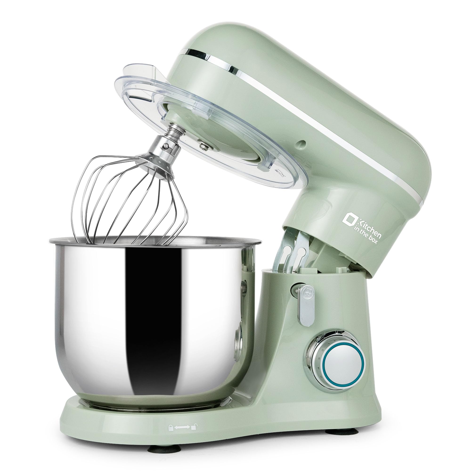 Kitchen in the box 3.5L Compact Stand Mixer, Small Food Mixer with 10 Speeds, Dough Hook, Whisk, Beater, Mini Lightweight Home Baking Appliance for Small Kitchens, 1-2 Person Daily Use (Green)