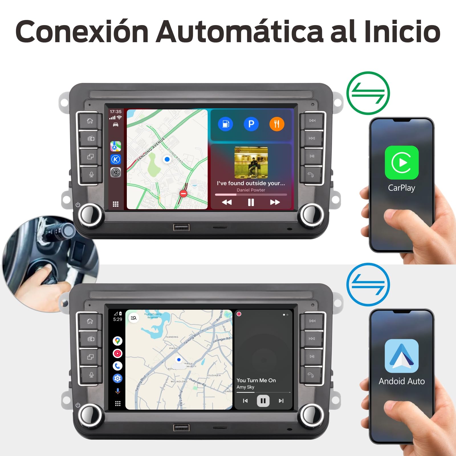 Radio Estéreo de Coche para VW Passat Caddy Tiguan Touran Golf 5 6 GTI T5 EOS Polo con Wireless Carplay Android Auto Tarjeta TF Pantalla táctil Bluetooth AMFM Radio