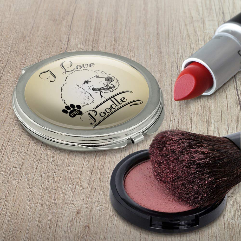 I Love My Poodle Compact Travel Purse Handbag Makeup Mirror