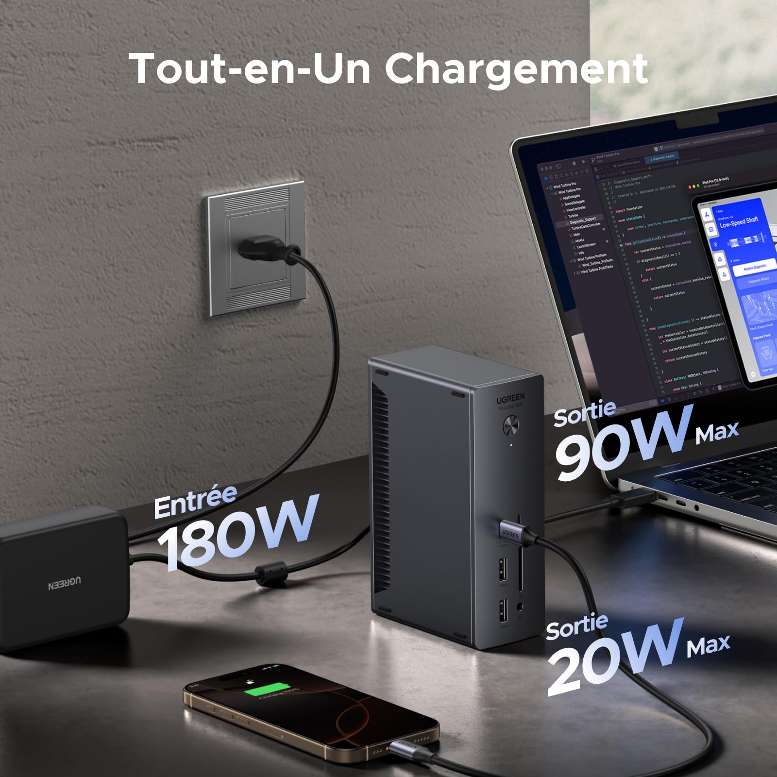 UGREEN Revodok Max 213 Dock Thunderbolt 4 40Gbps Station Accueil 13 en 1 Dual 4K 60Hz Unique 8K 30Hz Écran Extension 90W Charge pour Ordinateur avec USB 10Gbps RJ45 2.5GbE SD TF 3.5mm Audio Port
