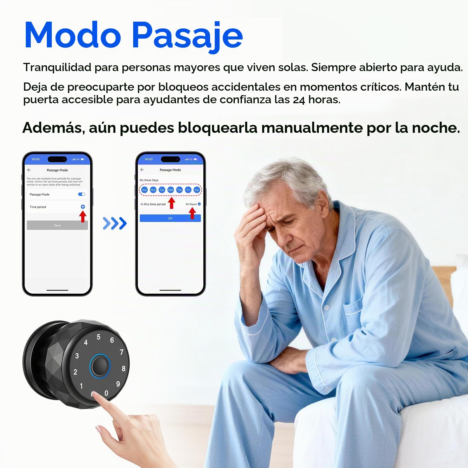 MYPIN Pomo de Puerta Inteligente, con Huella Dactilar y Teclado | Cerradura de Puerta, Control vía App, Acceso sin Llave, Cerradura Electrónica para Habitación, Garaje, Oficina, Apartamento