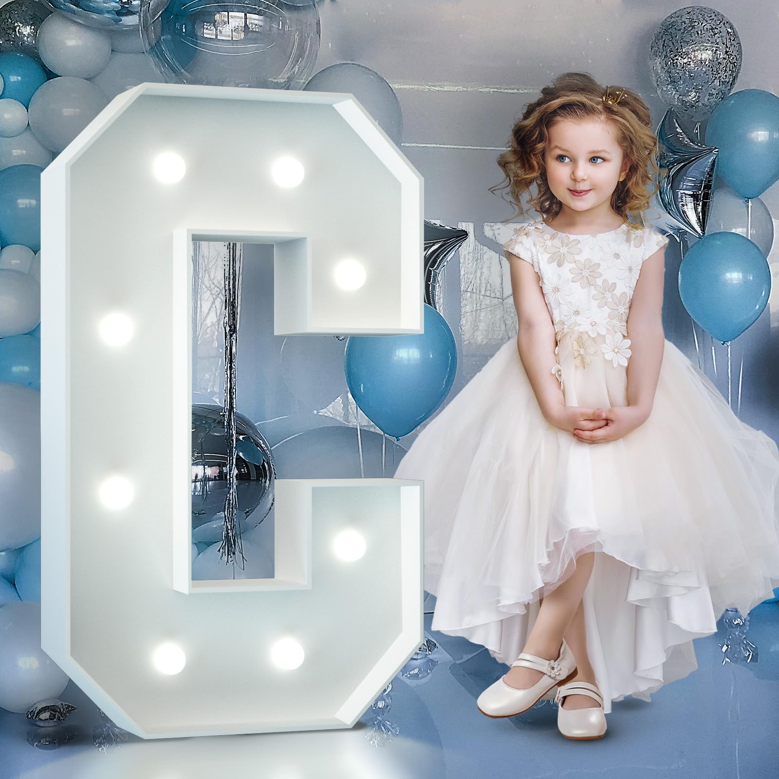 4FT Light Up Numbers Birthday Decoration Large Marquee Numbers 1 for 1st 18th 21st Birthday Party Decor Wedding, Big Number Frame Foam Cardboard Mosaic Arch Stand Pre-Cut Numbers — view 72