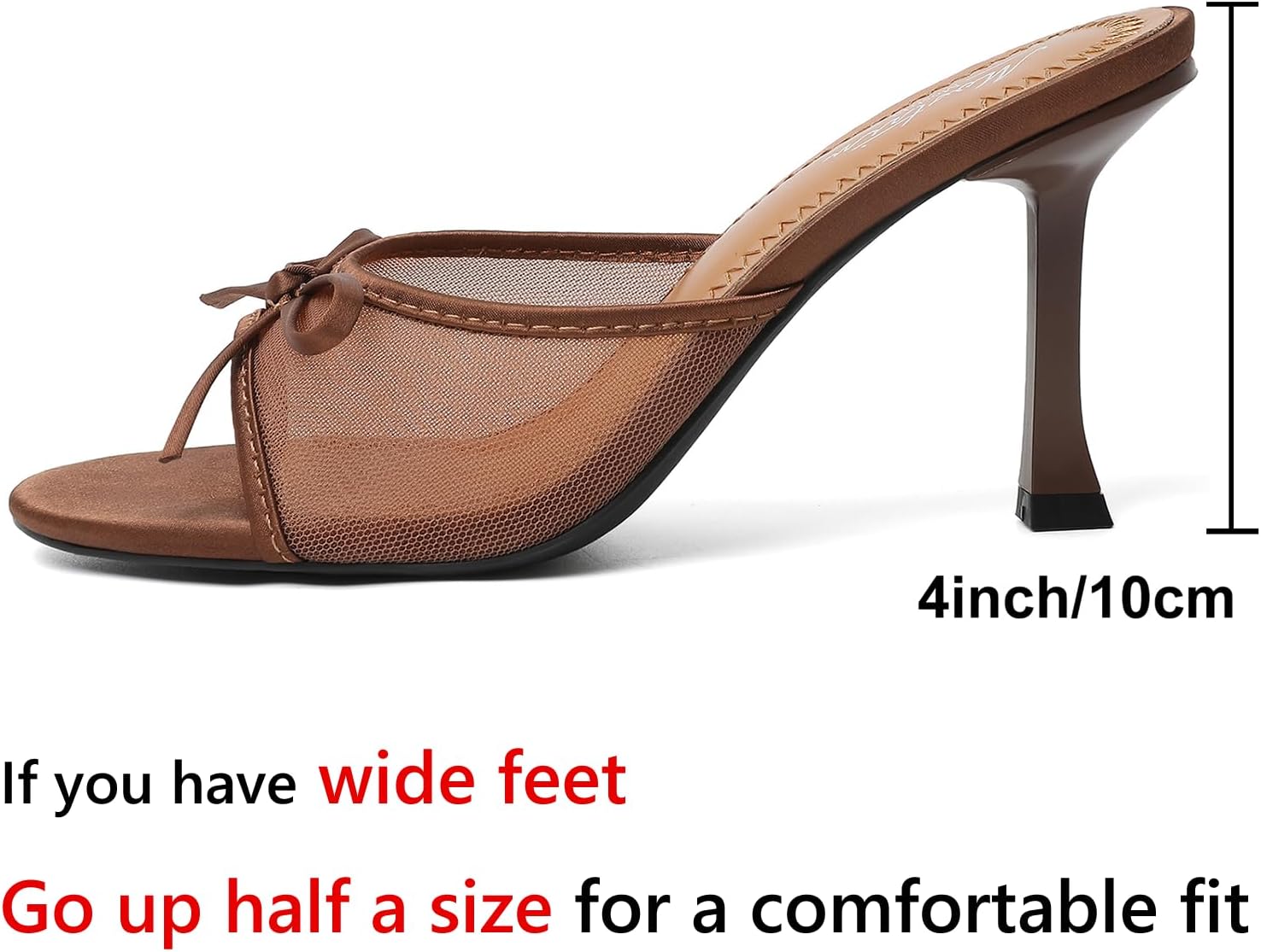 Mostrin Kitten Heels for Women Round Toe Heels With Bow Vintage Mules Sexy Slip on Stiletto Backless Sandals for Party Daily - Image 4