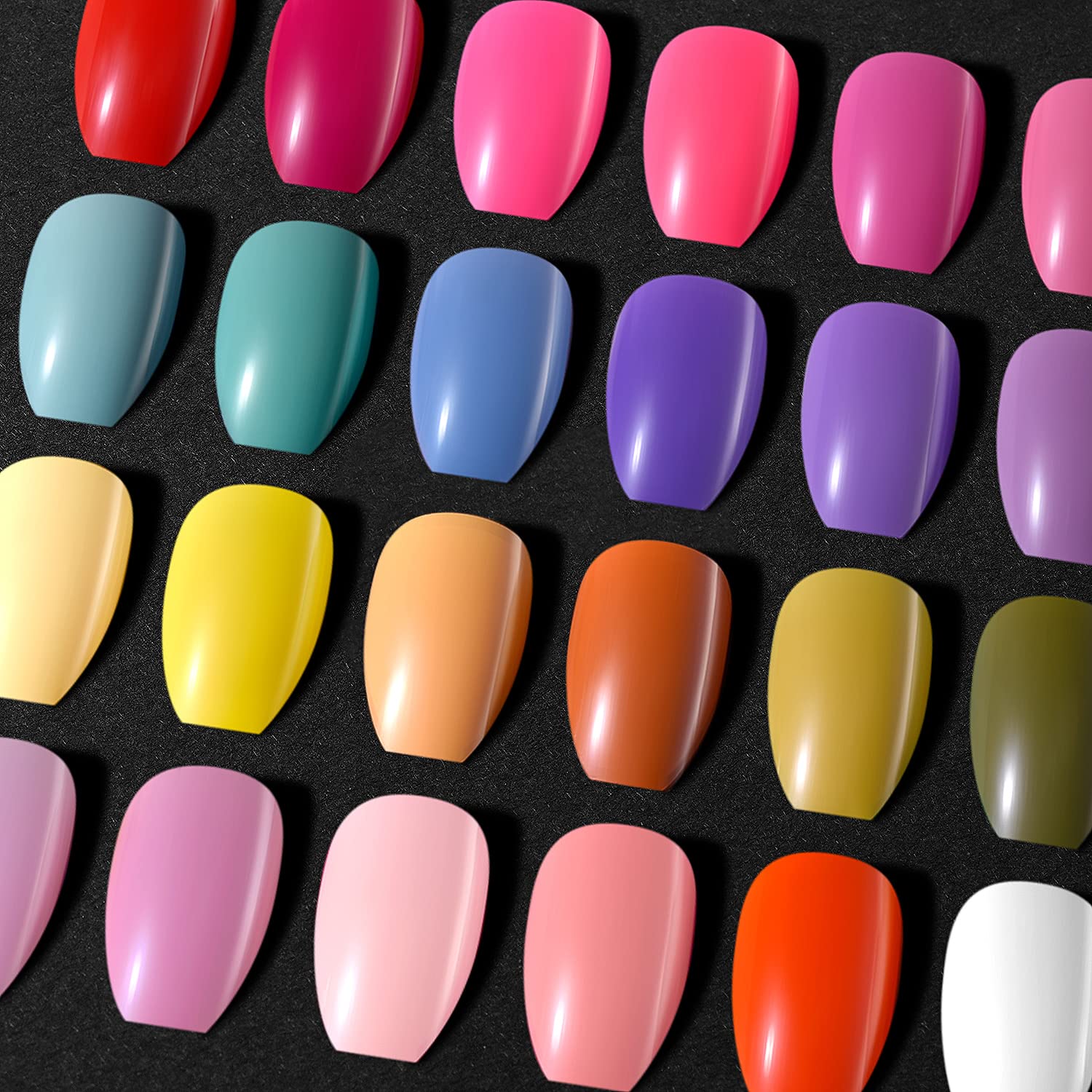 TsMADDTs720PCS Coffin Press On Nails, TsMADDTs 24 Colors Acrylic Medium Short Ballerina False Nails Tips with Glue, File, Tabs, Stickers and Tweezer for Art DIY