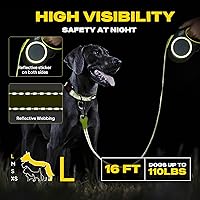 Vista 2 de Fida Correa retráctil para perro, correa reflectante de 16 pies resistente para mascotas para perros medianos/grandes de hasta 110 libras, sin