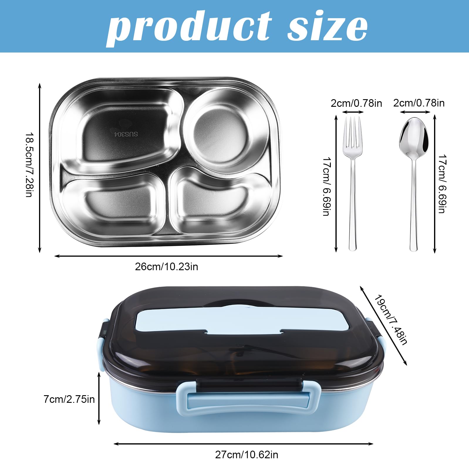 Bento Lunchbox met 8 oz soepthermo, lekvrije lunchcontainers met