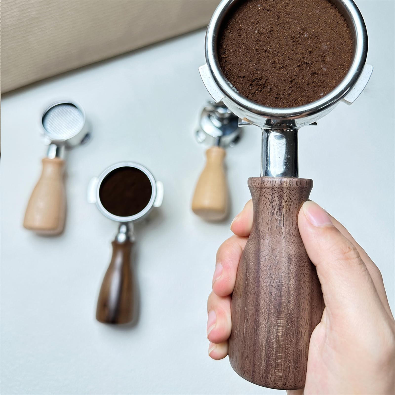Mango de portafiltro de tamaño corto E61 para máquina de café, mango de madera para portafiltro y jarra de leche, máquina de espresso