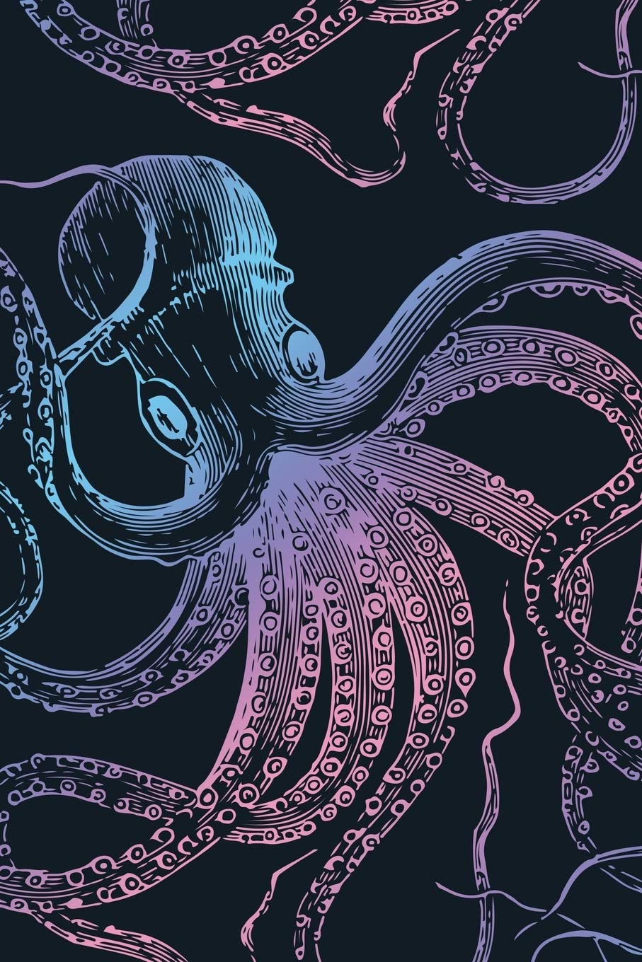 Vintage Octopus Journal: Ocean sea life themed notebook blue lined 6x9 150p