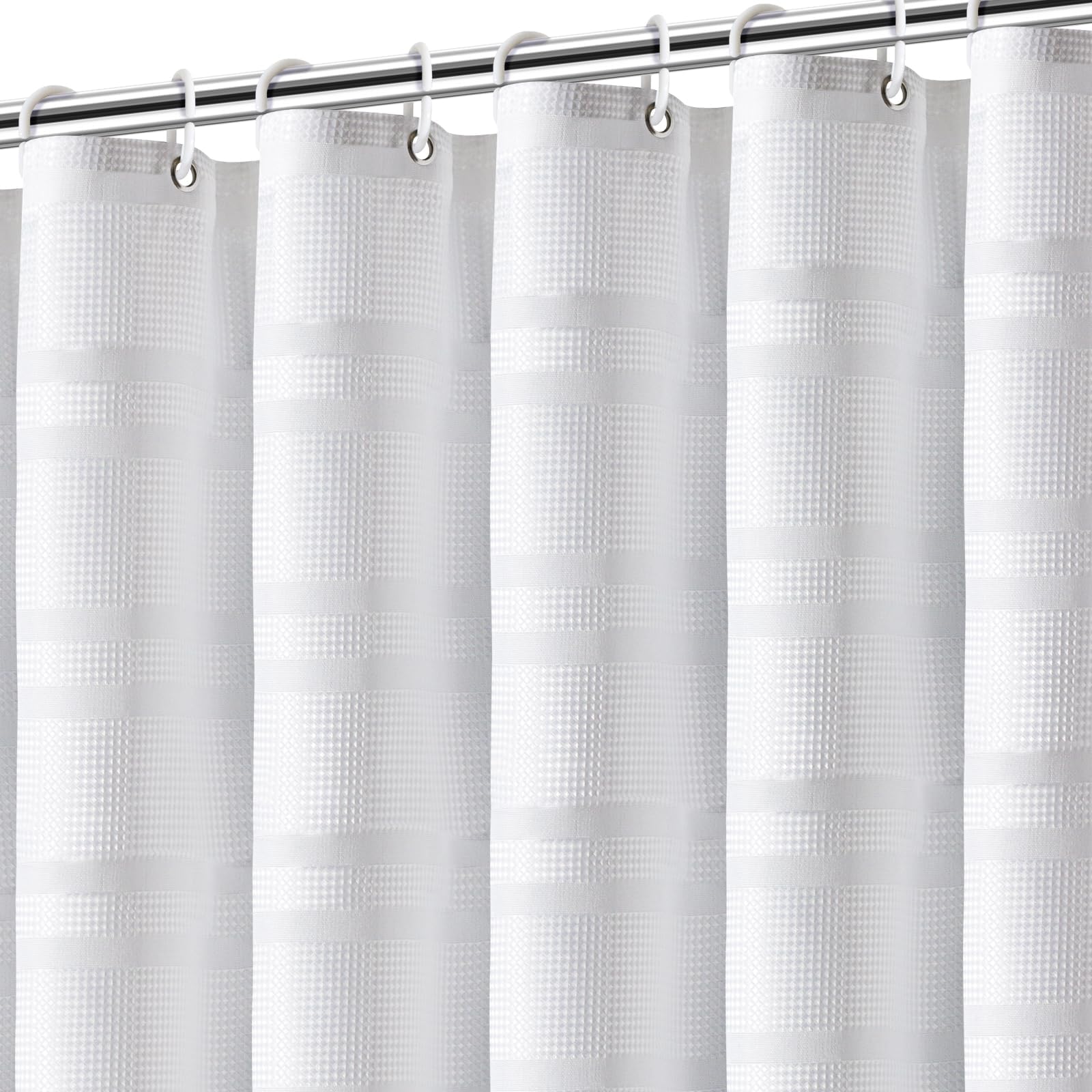 LYNXTEX White Waffle Shower Curtain for Bathroom Decor