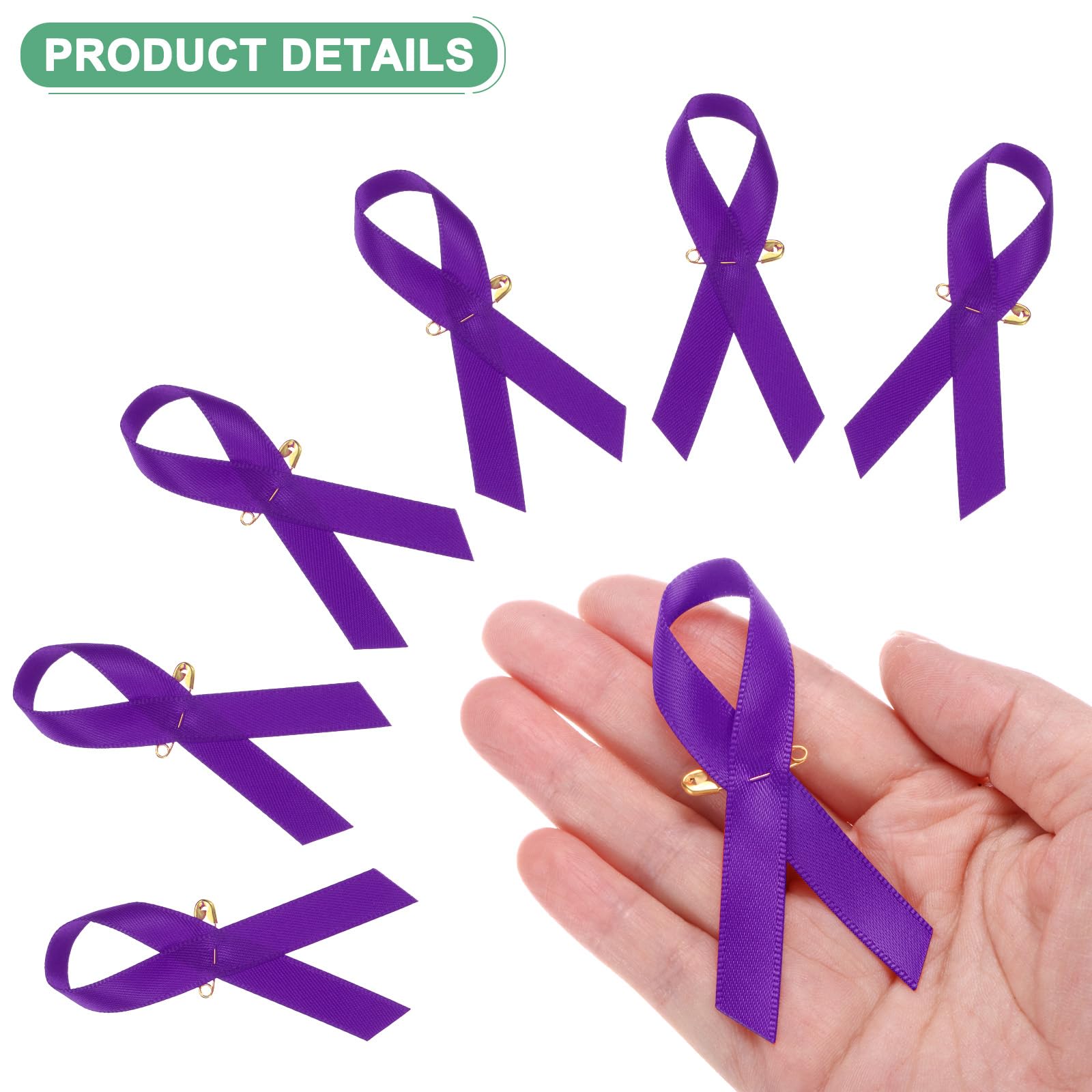 M METERXITY 100-Pack Purple Awareness Ribbons - Image 2