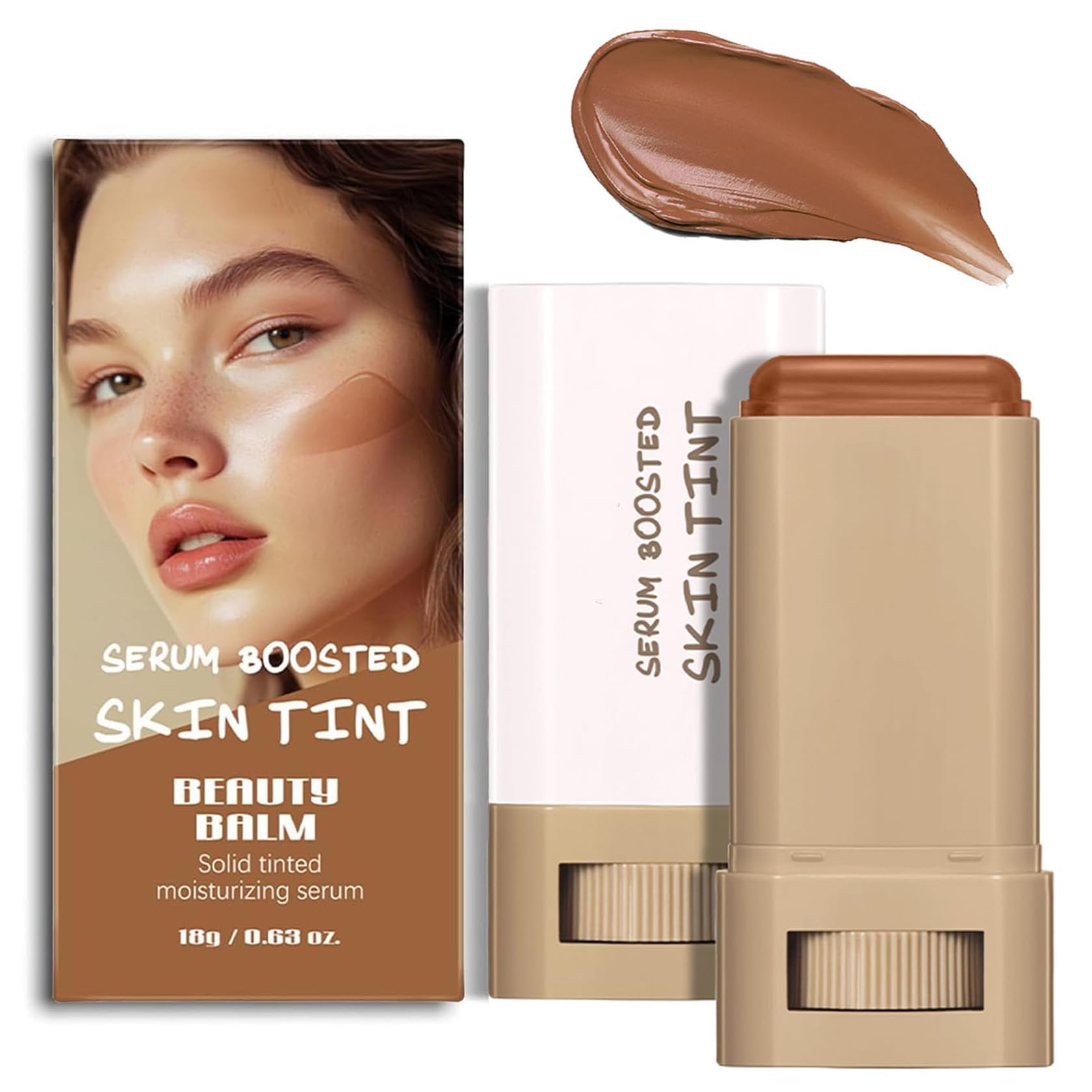 2 Pcs Beauty Balm Serum Boosted Skin Tint Hydrating Concealer Stick Lightweight Solid Tinted Moisturizer Contour Stick Foundation