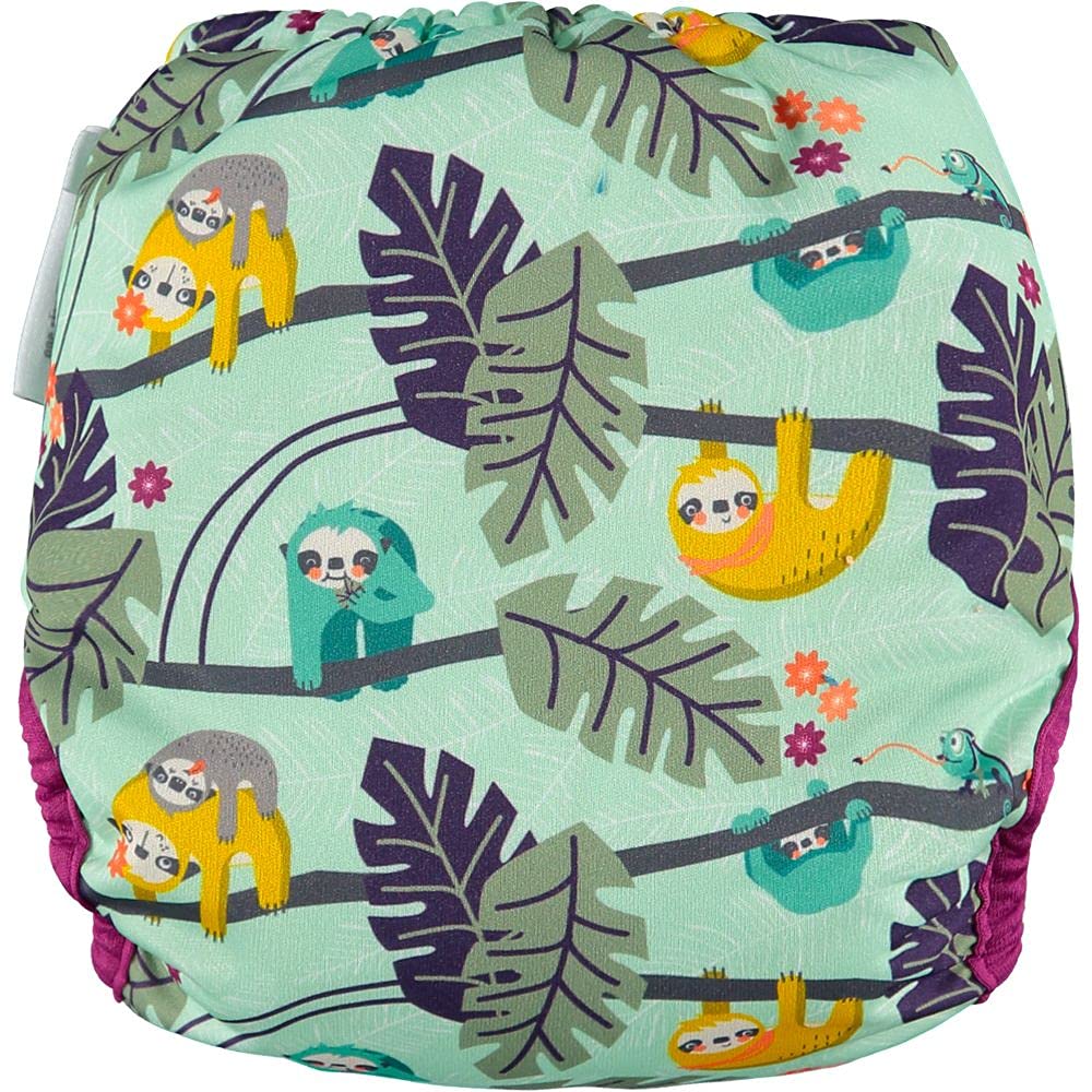 Pannolino Riutilizzabile in Bambù Aplix Fastener Sloth Stampato Taglia Unica