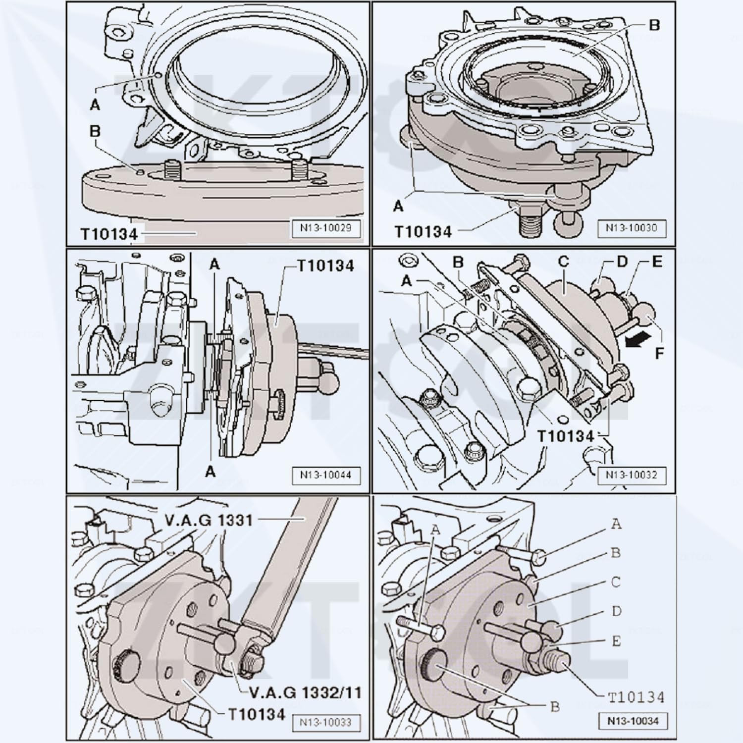 ZKTOOL Strumento di Installazione e Rimozione della Flangia del Paraolio Posteriore dell'Albero Motore, Compatibile con VAG 16V 20V 1.9 2.0 Motore Diesel e Motore a Benzina 1.4 1.6, OEM T10134 T10017