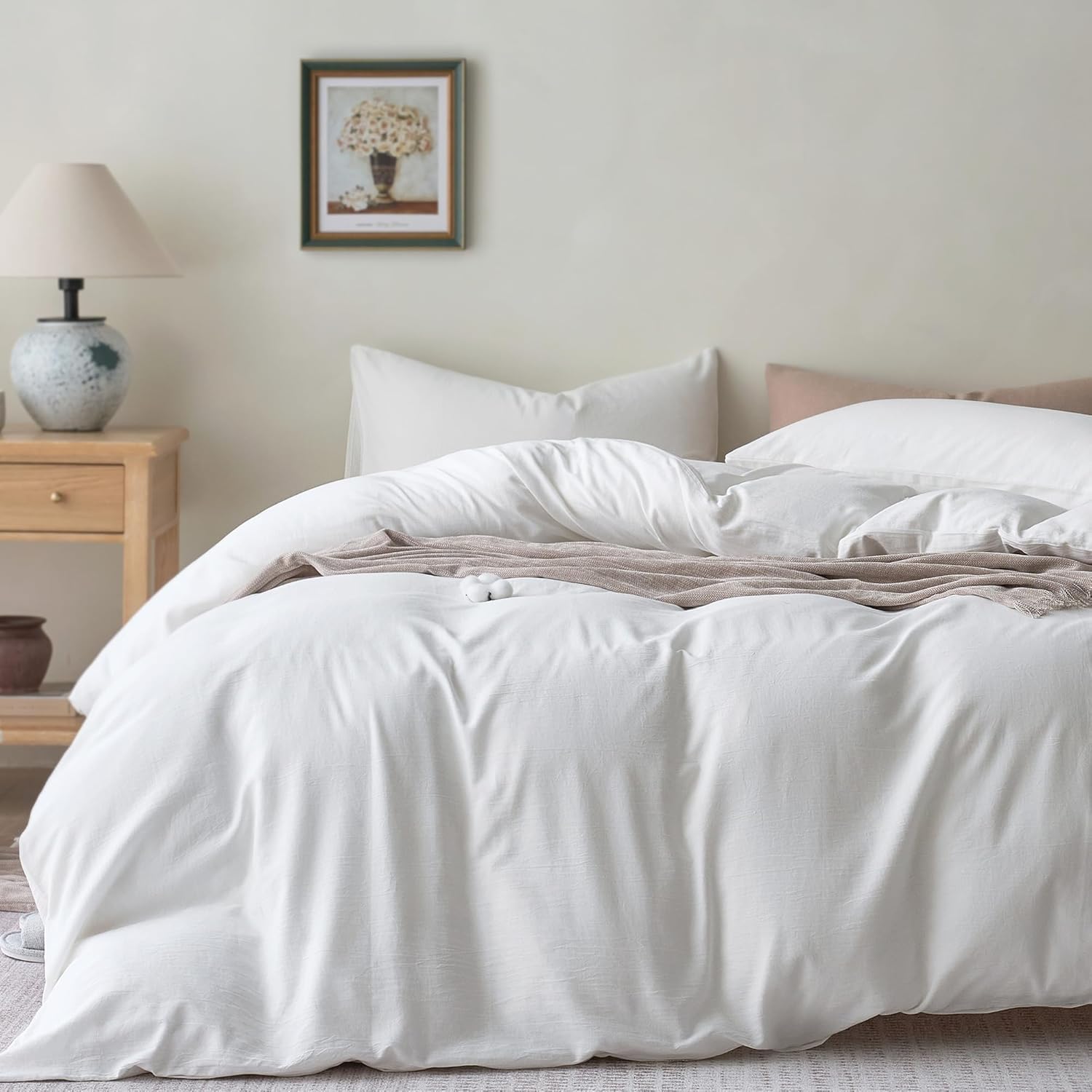 600 TC Cotton Duvet Cover | Queen Size (92×110 in)|Quilt/Comforter Cover with Zipper Closure | Hotel Quality Bedding| White-image-41