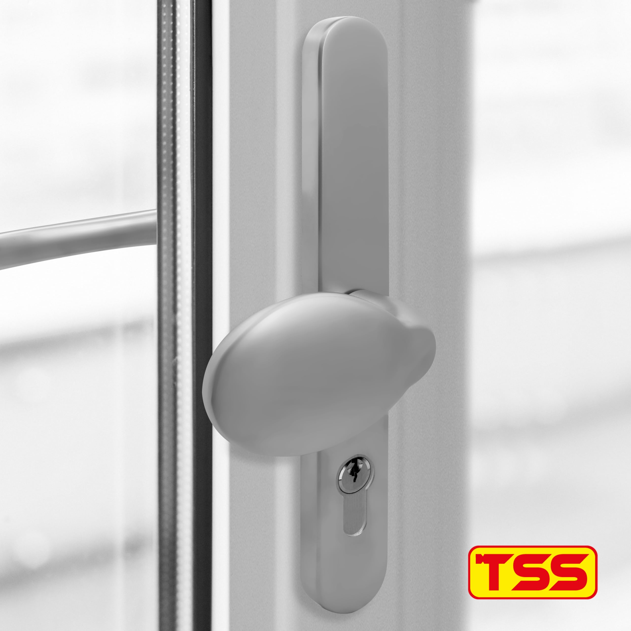 TSS UPVC Door Handle Pair Set including Offset Lever and Pad, 95/65mm PZ Centres (Internal = 95mm / External 65mm), Sprung - Image 4