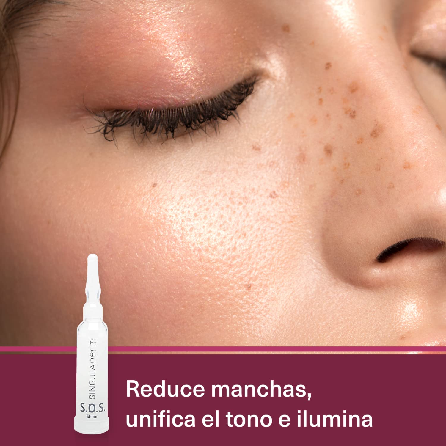 Singuladerm - S.O.S Shine 4 viales x 10,5 ml cada uno - Sérum antiedad con Factores de Crecimiento Naturales y Ácido Hialurónico para piel con manchas