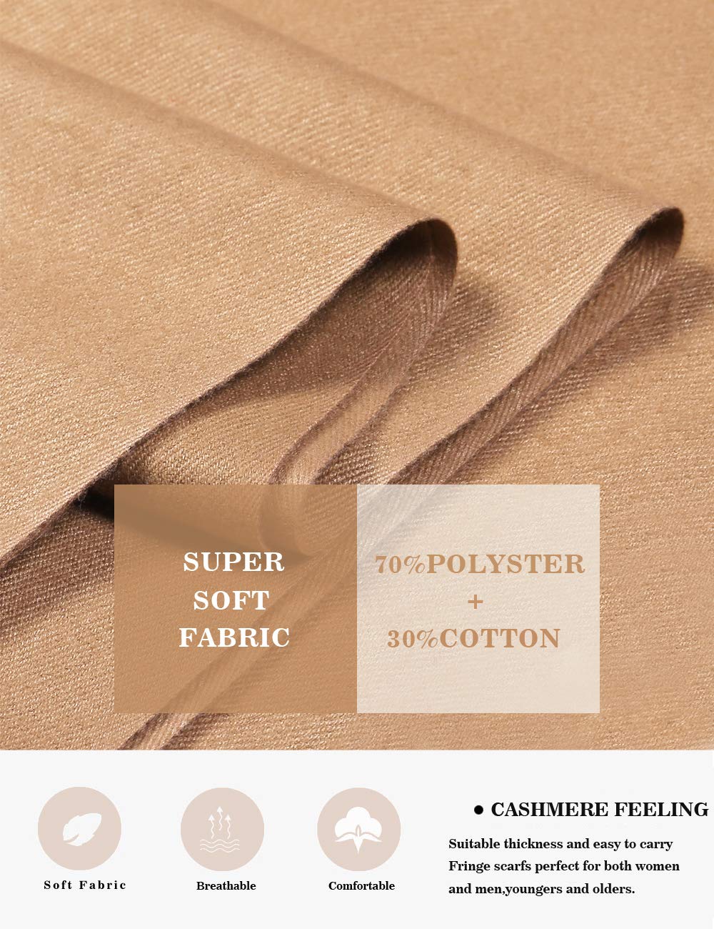 EASE LEAP Sciarpa Donna Pashmina Calda Lungo Invernale Trama Stile Elegante Di Soft 200 * 70cm