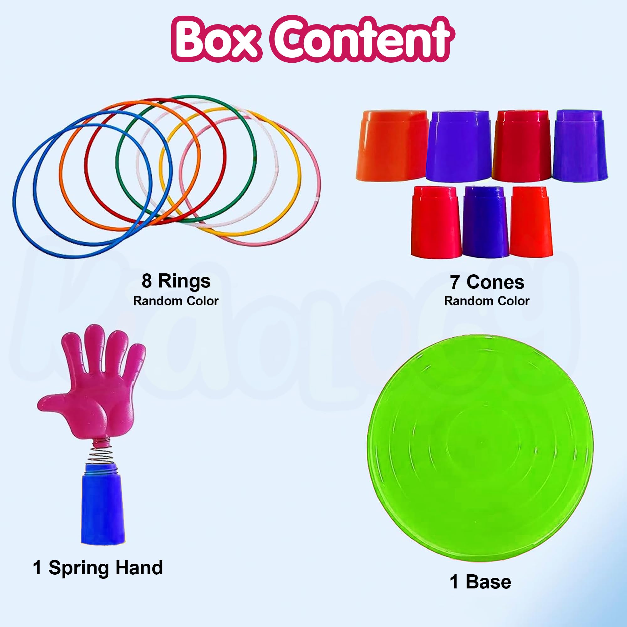 Kidology Ring Toss Game for Kids – Indoor Educational Toy for Color Recognition, Outdoor Motor Skills & Fun Play Set | Stackable Target with Hand Topper | Safe BPA-Free Ring Toss Game 1