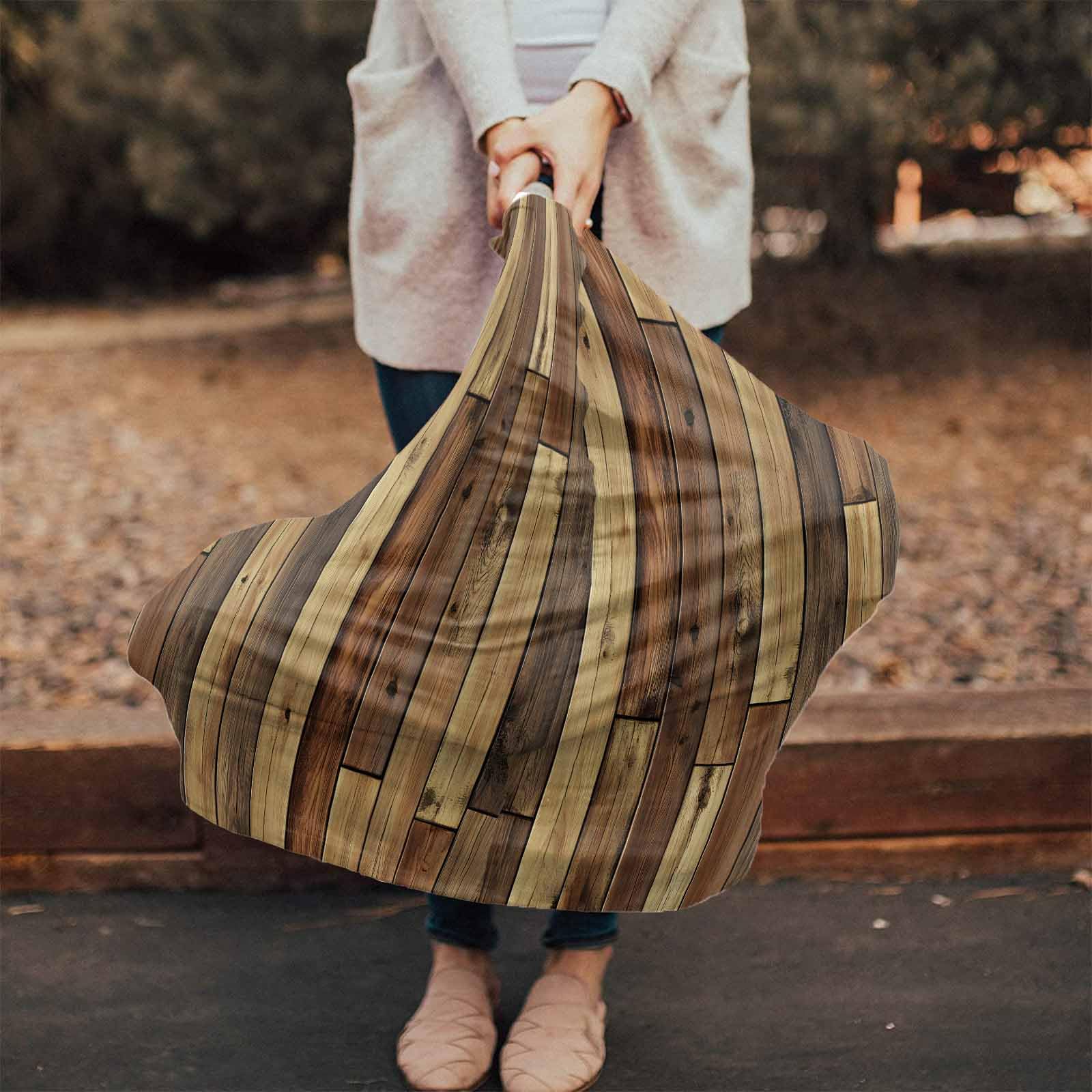 Brown Farmhouse Nursing Cover for Breastfeeding Scarf, Country Retro Wood Grain Baby Car Covers Super Soft Multi Use for Canopy Shopping Cart Cover Blanket Stroller Cover