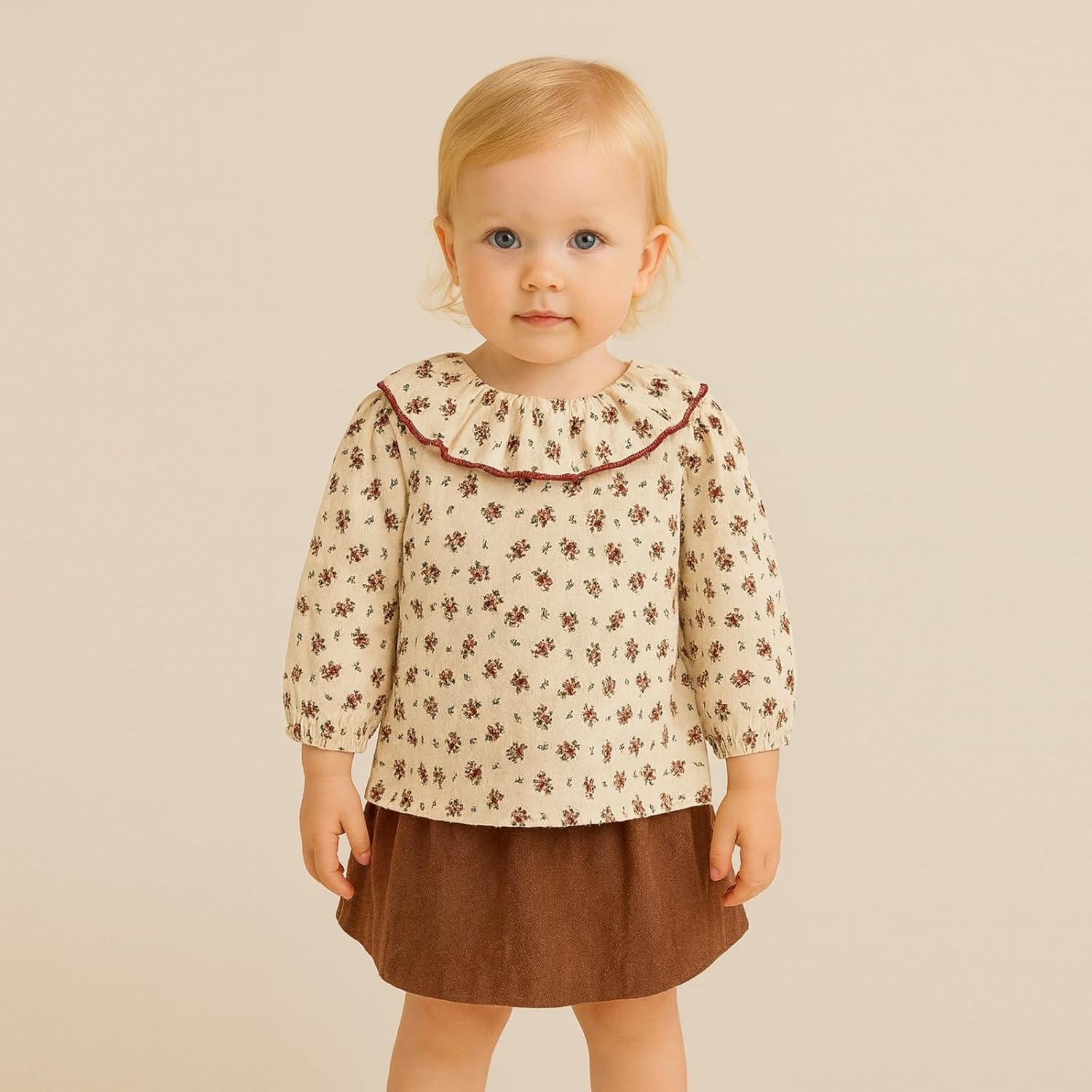 Baby Girl Floral Blouse Ruffle Collar Long Sleeve Top for 12M-6X - Image 2