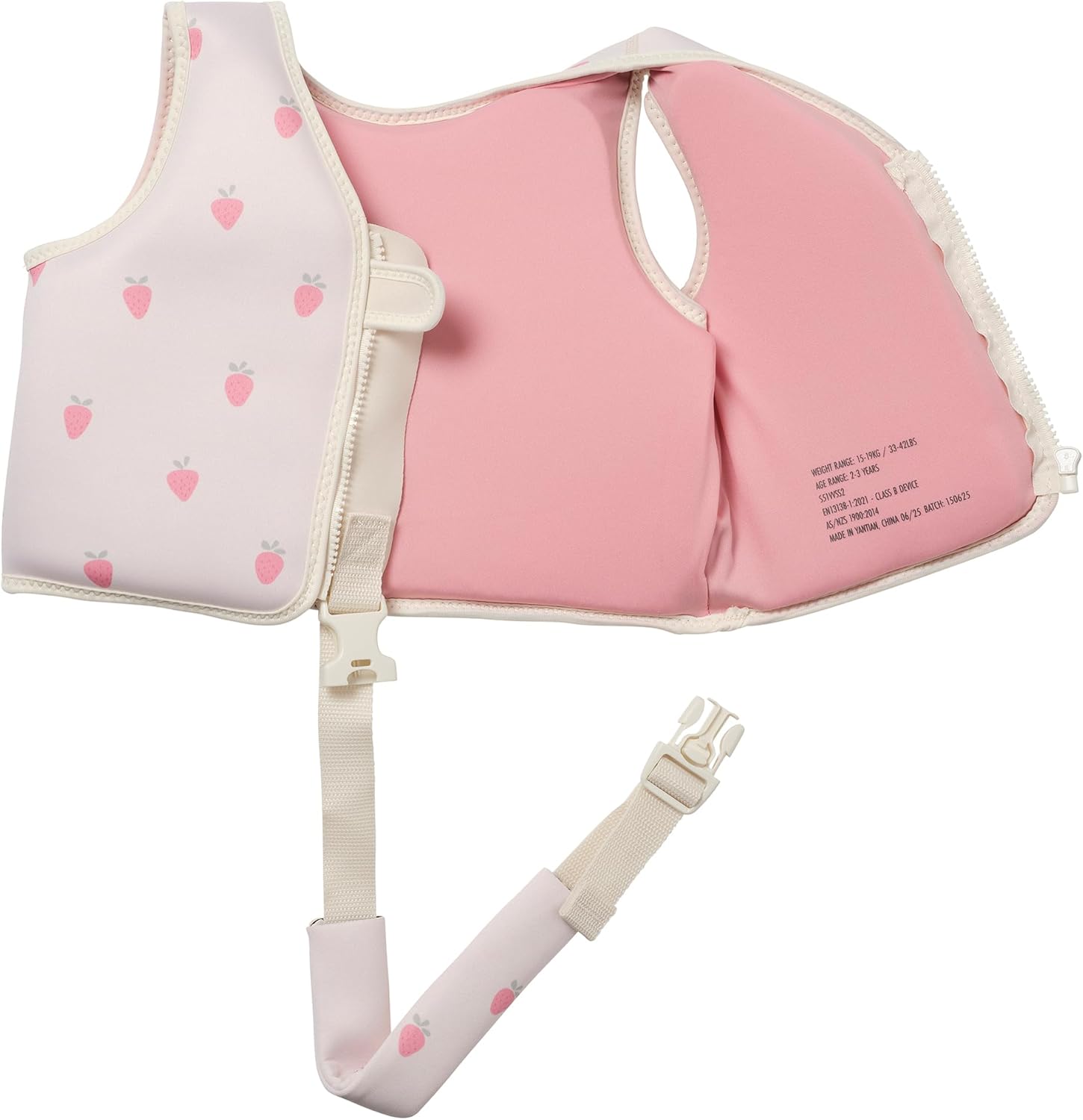 SUNNYLiFE Kids Swim Vest, Size 2-3, Strawberry Sunshine, EPE/Natural Rubber/Polyester, 14.57x12.8x1.97 Inches, 0.68 lbs