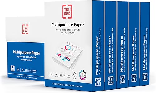Miniatura 3 de Staples TRU RED - Papel para impresora a color, 8.5 x 11 pulgadas, 1 caja de 5 resmas para 2,500 hojas en total, 20 libras, 96 papeles brillantes,