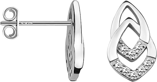 SOFIA MILANI - Women's Earrings 925 Silver - with Zirconia Stones - Wave Spiral Stud Earrings - 20637