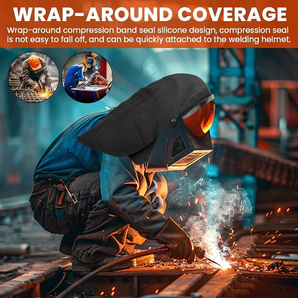 Welding Helmet Cover,2Pcs Welding Helmet Cover and Helmet Bib Set, Full Protection Welding Hood Welding Accessories with Press Fit Seal Fits Most Welding Helmets