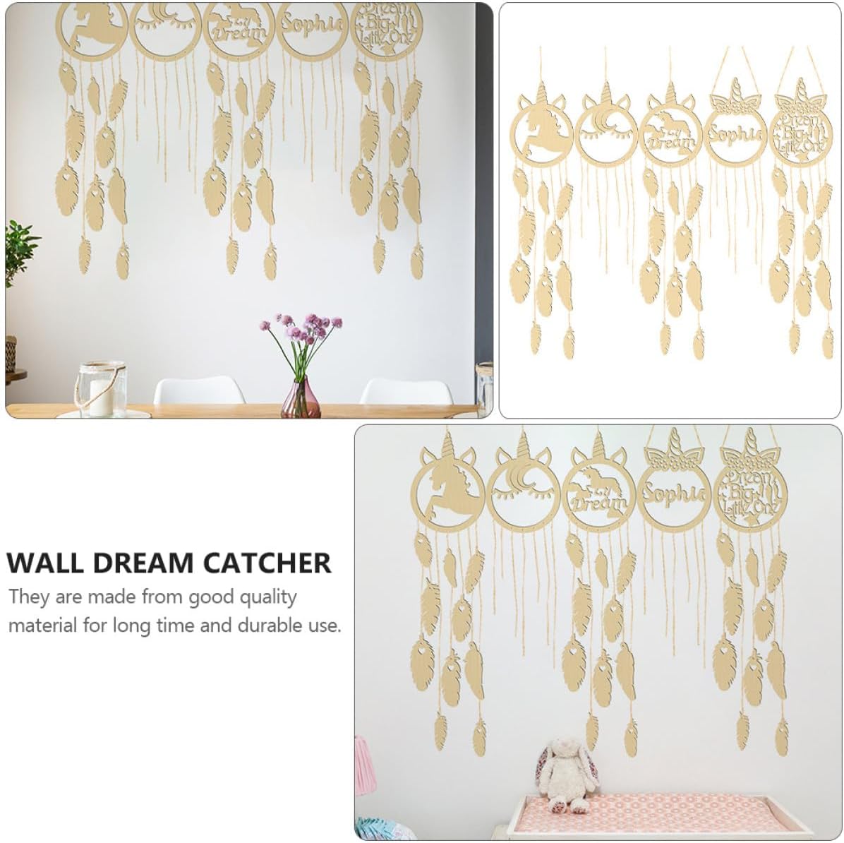 GLEAVI DIY Dream Catcher Making Kit 5 Sets Wooden Unicorn Craft Hoops for Wall Decor, Dream Catcher Material Package with Pendant for Home Decoration and Handmade