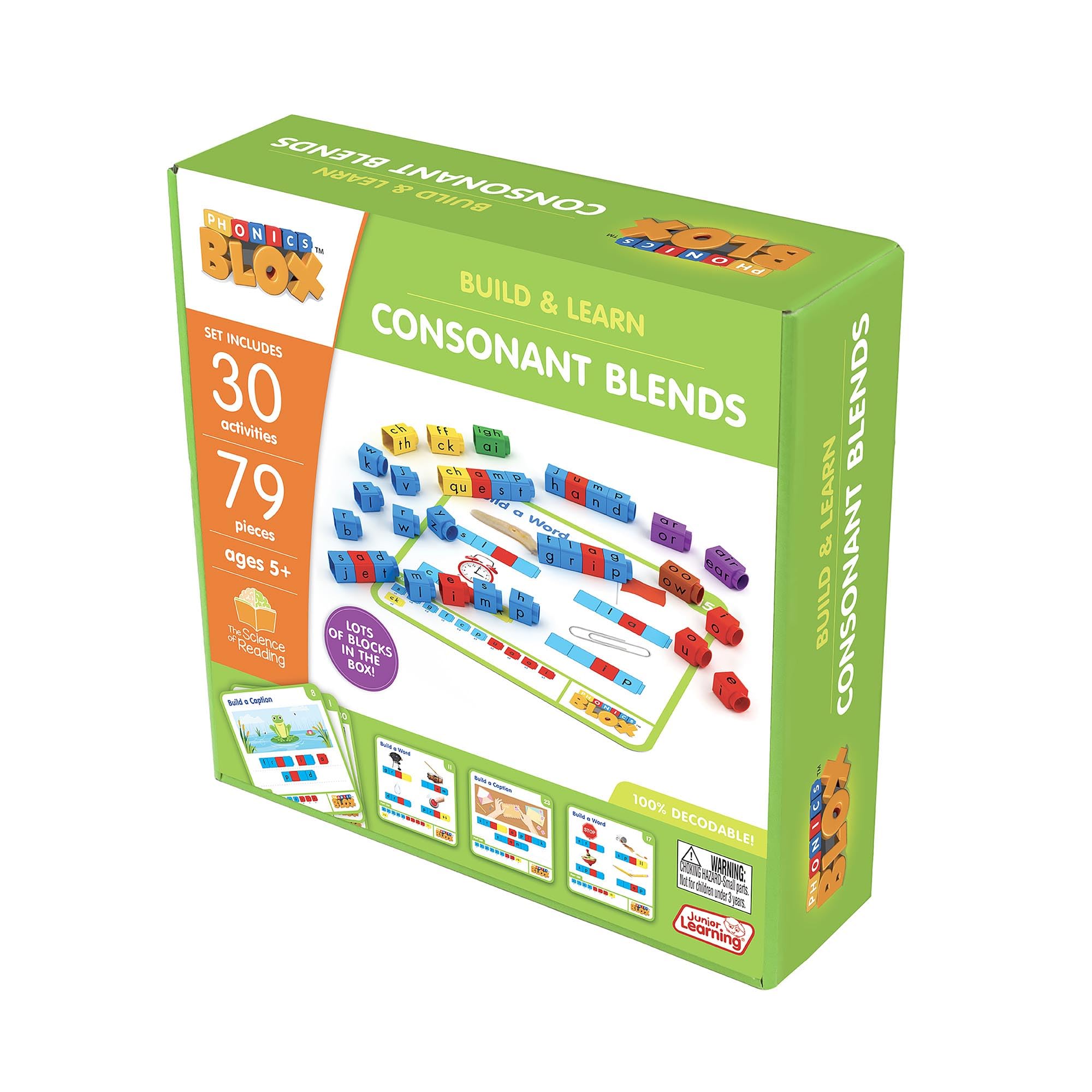 Junior Learning: Rainbow Phonics Blox: Consonant Blends - Phase 4 - Build & Learn, 30 Activity Cards, Color Coded Blocks, Reading Development, Kids 5+ - Image 7