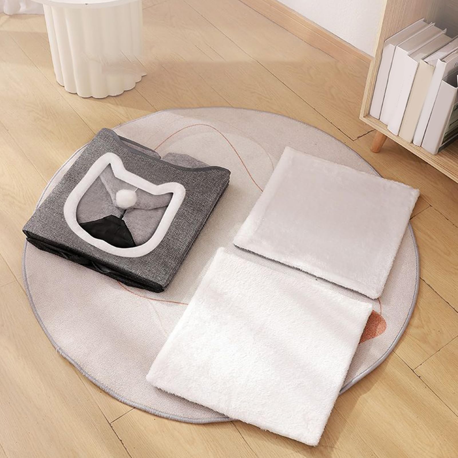Casa para Gatos Interior 2 Niveles Cueva Cama Gatito Juguete Pelota | Refugio Plegable De Animales Y Mascotas Gatos Perros Cachorros Mascotas Pequeñas Cobijo Invernal del Hog