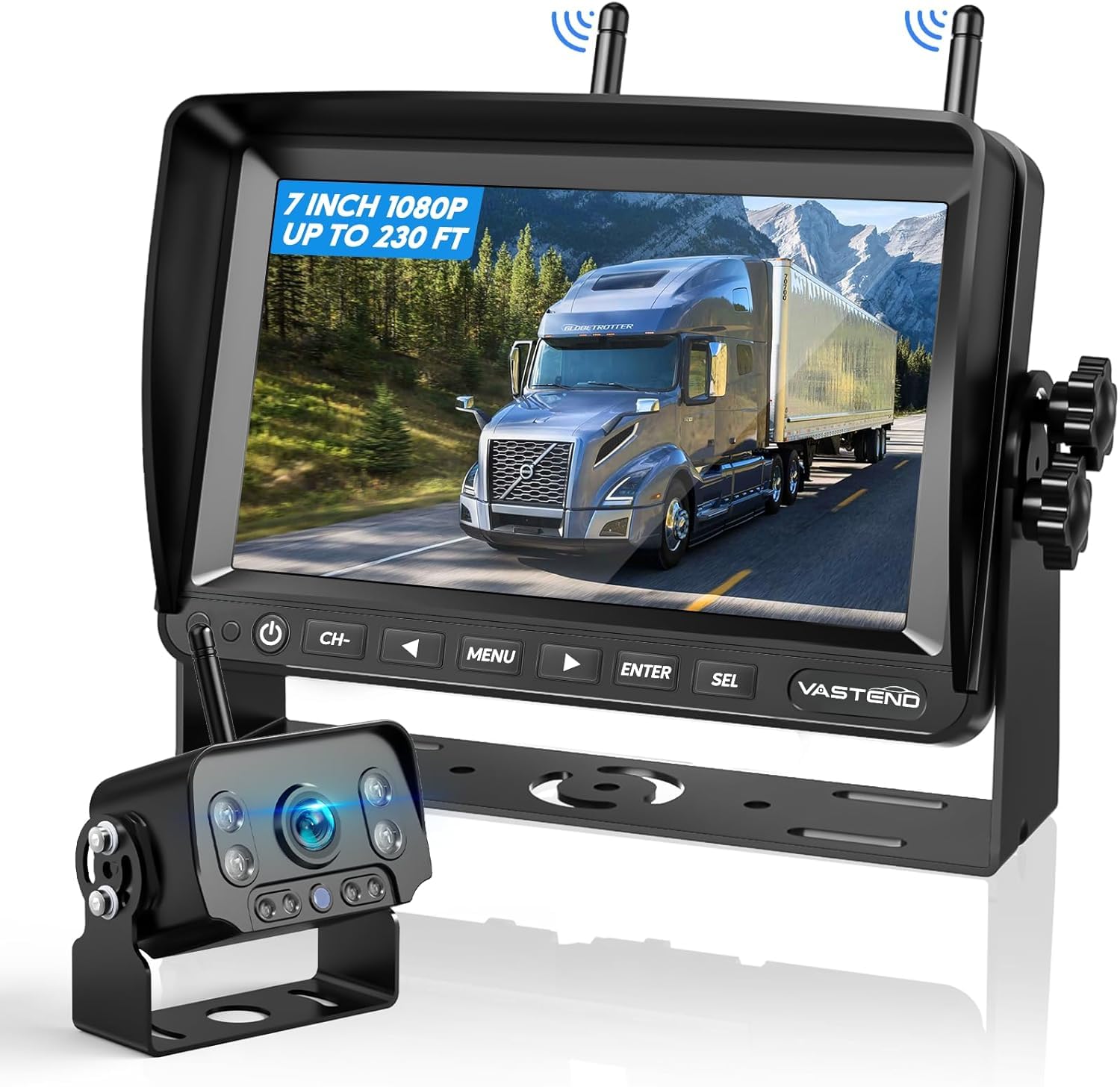 Telecamera Posteriore Senza Fili per Auto, 7 Pollici Monitor con 1080P Impermeabile IP69, Segnali Digitali Stabili, Grandangolare 170°, per Camper, Camion, Roulotte(VE-7A)
