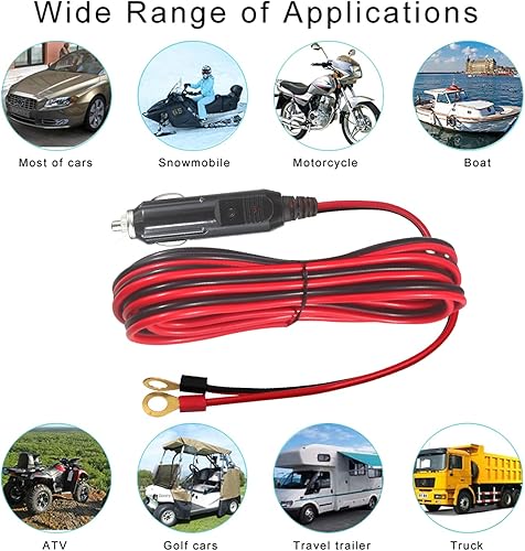 Miniatura 5 de Enchufe para encendedor de cigarrillos macho a terminales de ojal 12 V, 10 pies - 12 V, cable de extensión de enchufe macho con conector de terminal