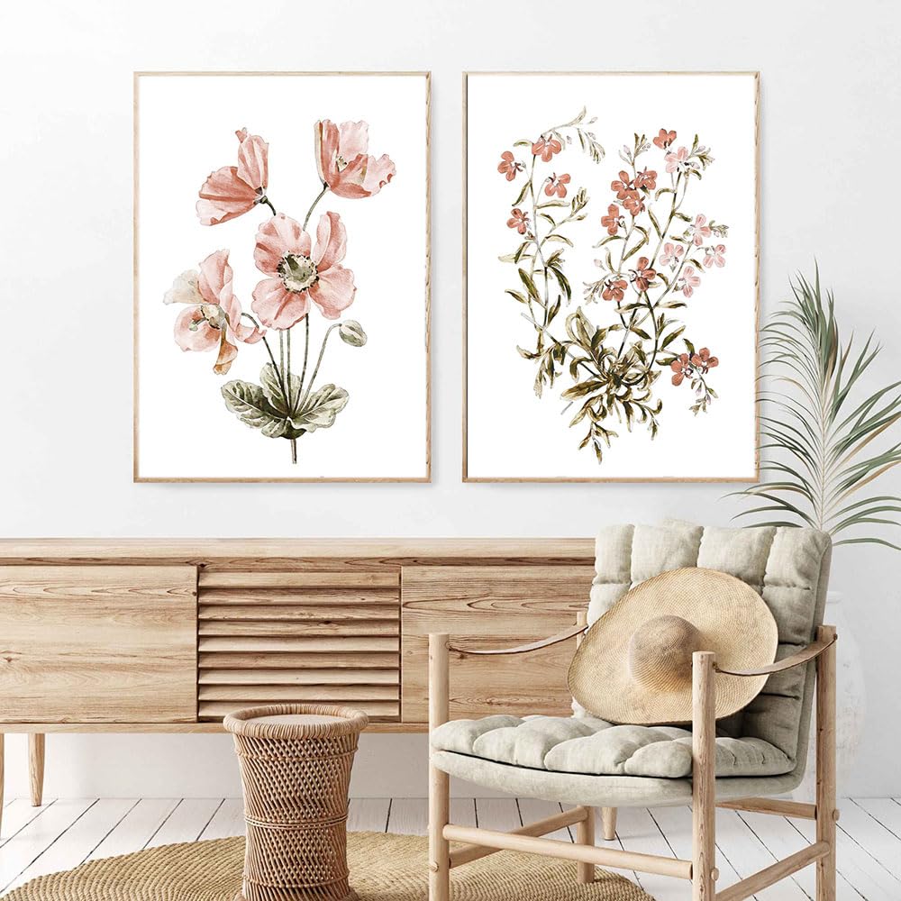 WUHBCZ Pictures,Abstract Wildflower Poster Boho Botanical Canvas Painting Indoor Bouquet Art Print Wall Picture Living Room Home Decor Artwork-40 * 60cm*2PCS (No Frame)