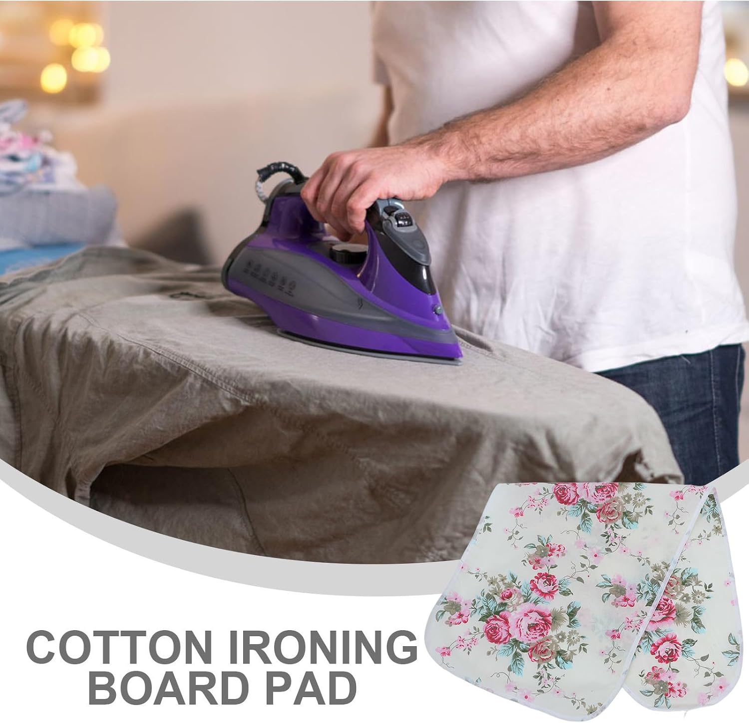 Heat Resistant Polyester Cotton Ironing Board Cover with Full Coverage and Wear Resistant Design Suitable for 91x31cm Boards Protective Cover