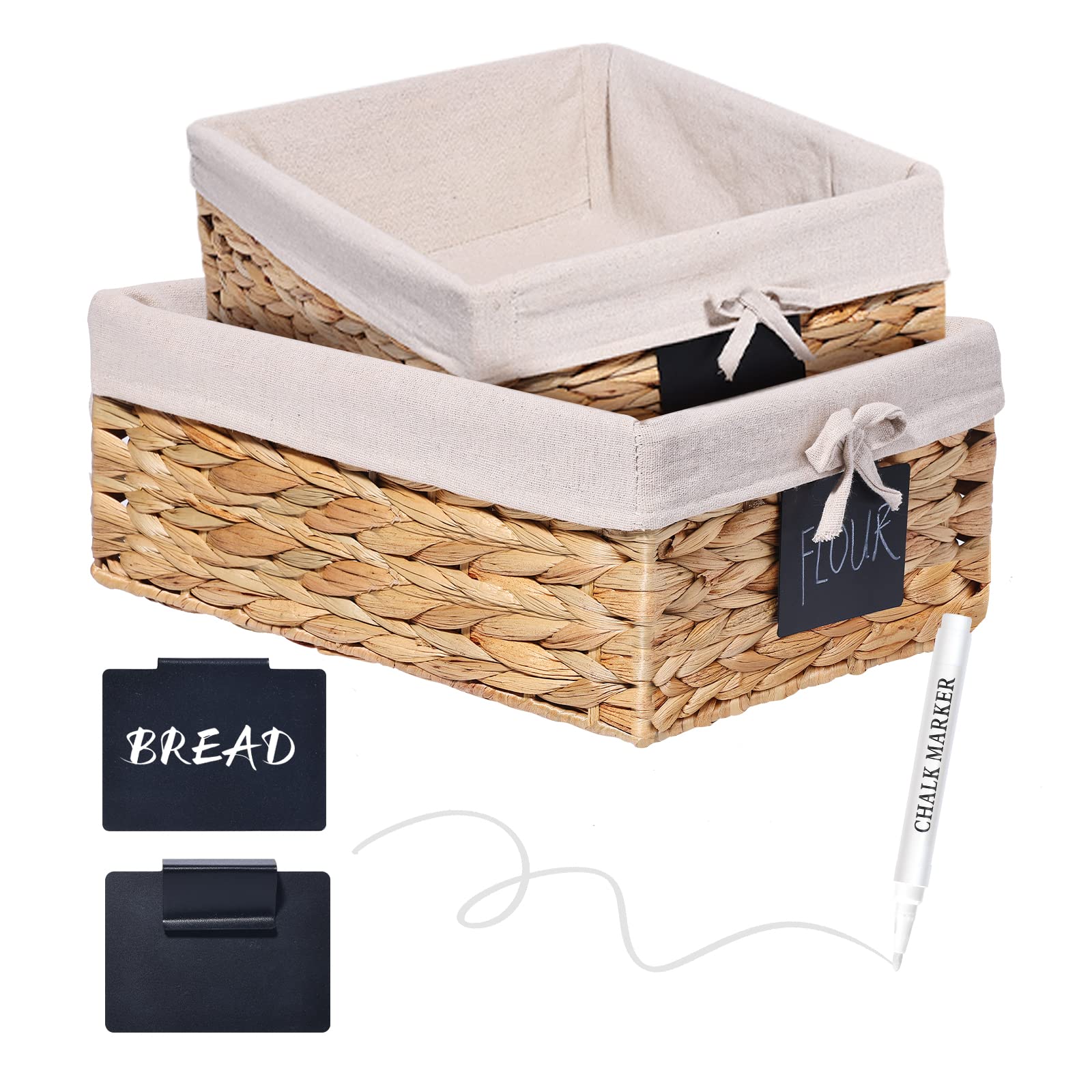 GUDE Large Water Hyacinth Storage Baskets, 12×16x 7 in Wicker Baskets