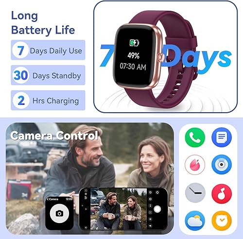 Miniatura 7 de DAVIKO Reloj podómetro, no requiere aplicación/teléfono, pantalla de 1.83 pulgadas, relojes inteligentes con podómetro, calorías y contador de