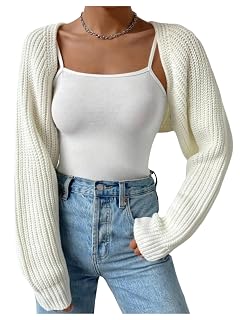 Floerns Womens Long Sleeve Cardigan Sweater Open Front Fall Trendy Bolero Shrug Cropped Tops