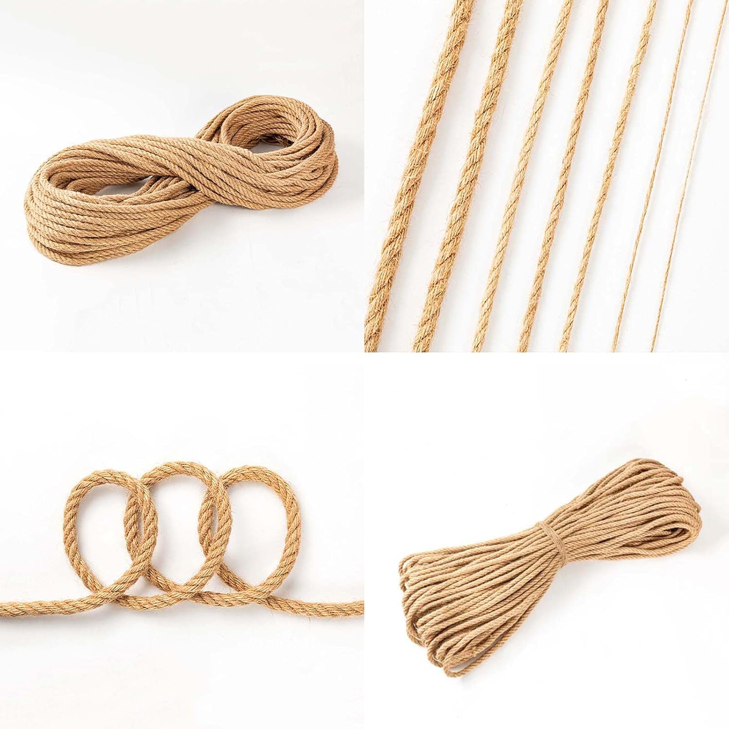Jute Twine 328.08FT Long String,Garden Twines,for Lanyard, Gift Box Wrapping, Photo Frame DIY Home Cat Scratching Post Hanging Rope Decoration(Size:8mm,Color:Brown)